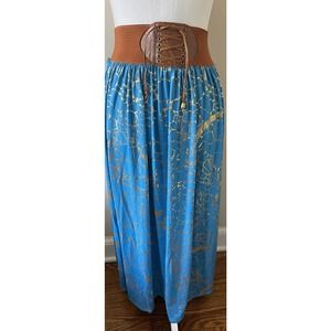 Vintage Shoreline woman Maxi dress long skirt big belt one size fits most